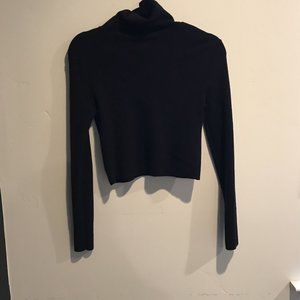 Forever 21 Size M Black Crop Top Long Sleeve Turtleneck